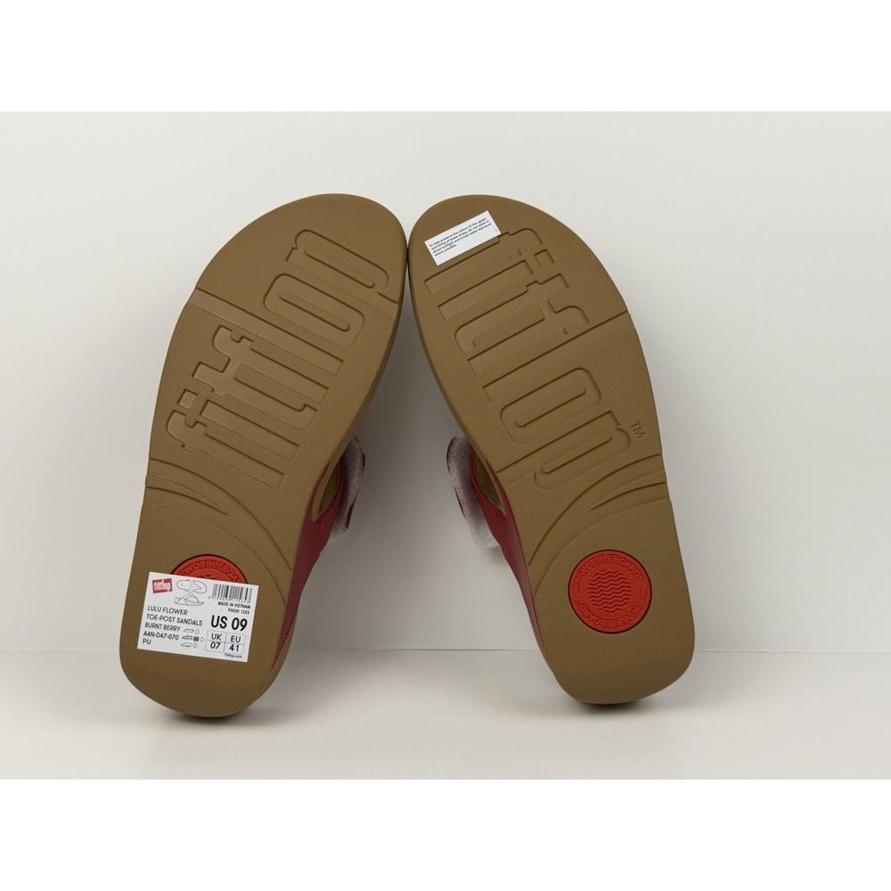 Fitflops LULU Flower Toe Post Sandals Women's Size 9 Red/Burnt Berry F0030 1225 - Picture 4 of 5